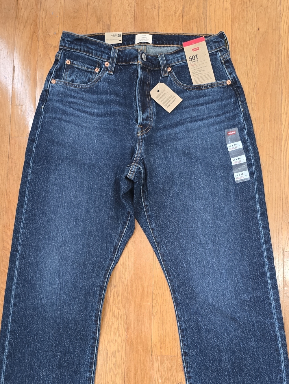 LEVI'S BRAND 501 CURVE STRETCH WOMEN'S BLUE JEANS SIZE 31x30